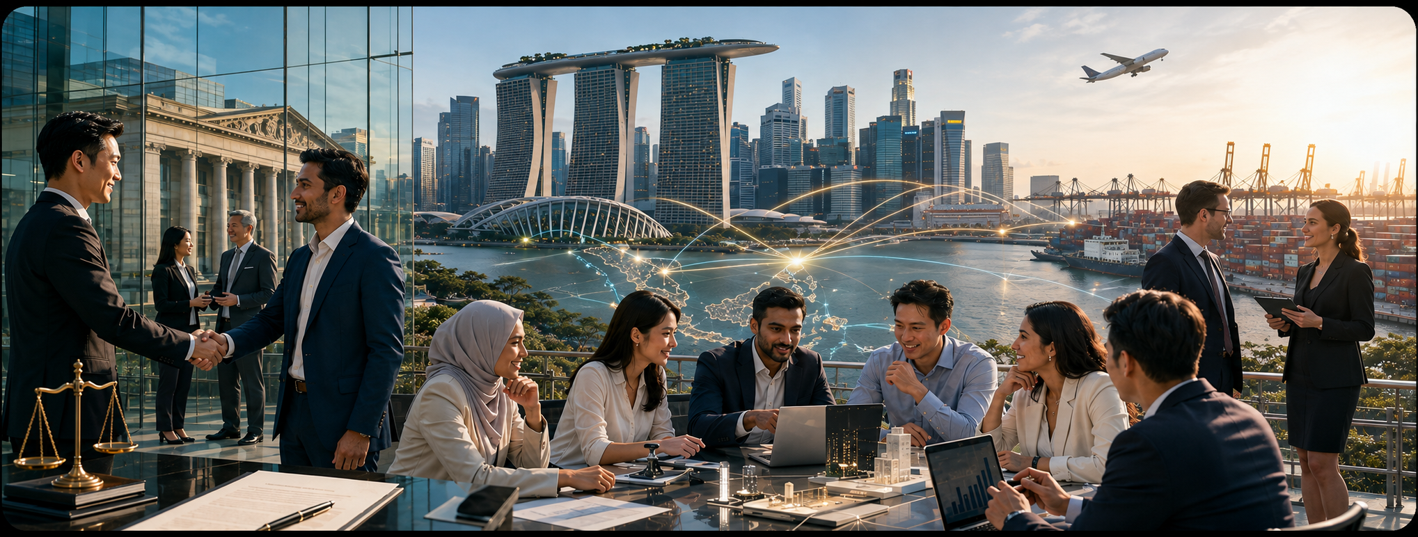 Singapore business district and regional hub skyline